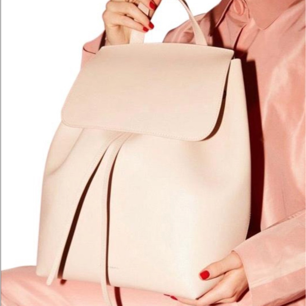Mansur Gavriel Grained Calfskin Leather Bucket Backpack Rosa